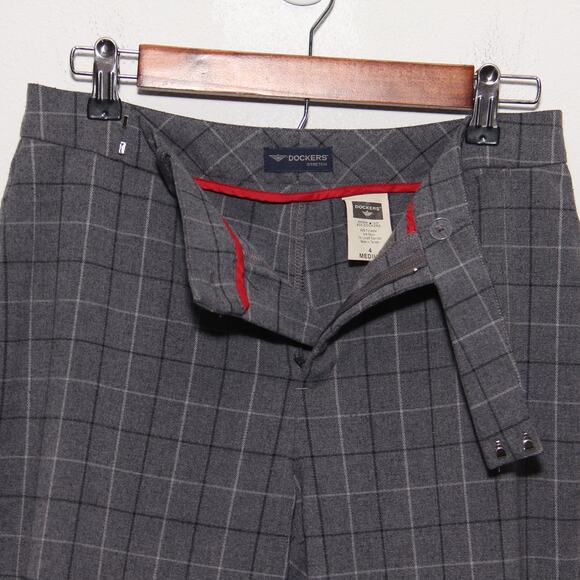 Vintage Dockers Y2K  Gray Plaid Cuffed Hem Trouser Pants Size 4 - Picture 8 of 9